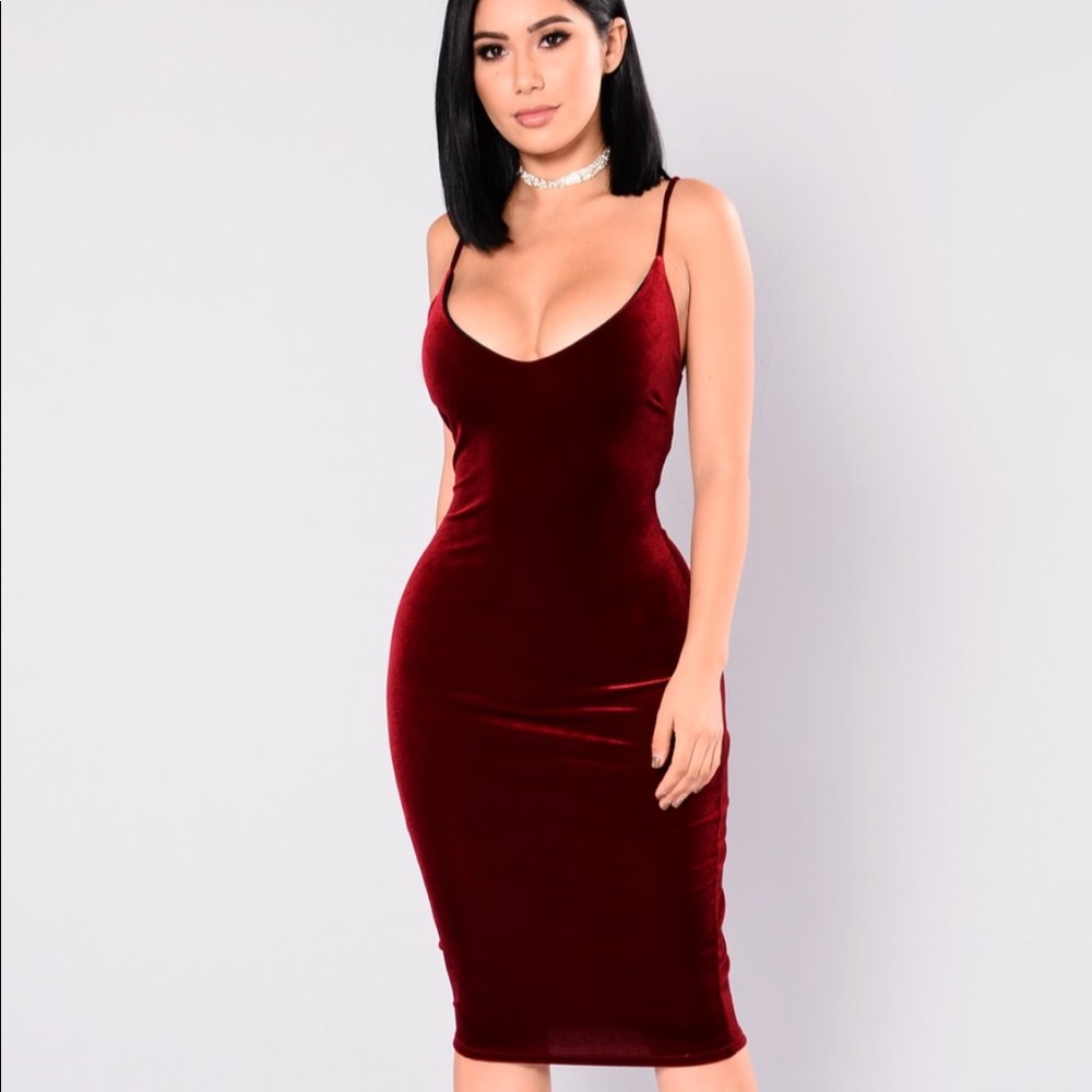 Fashion Nova Red Velvet Dress
